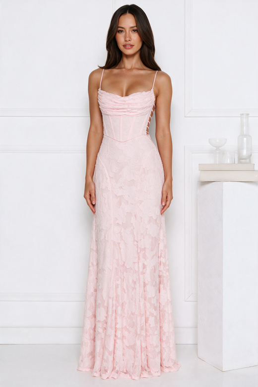 Mia floral lace corset maxi dress – product photo 1