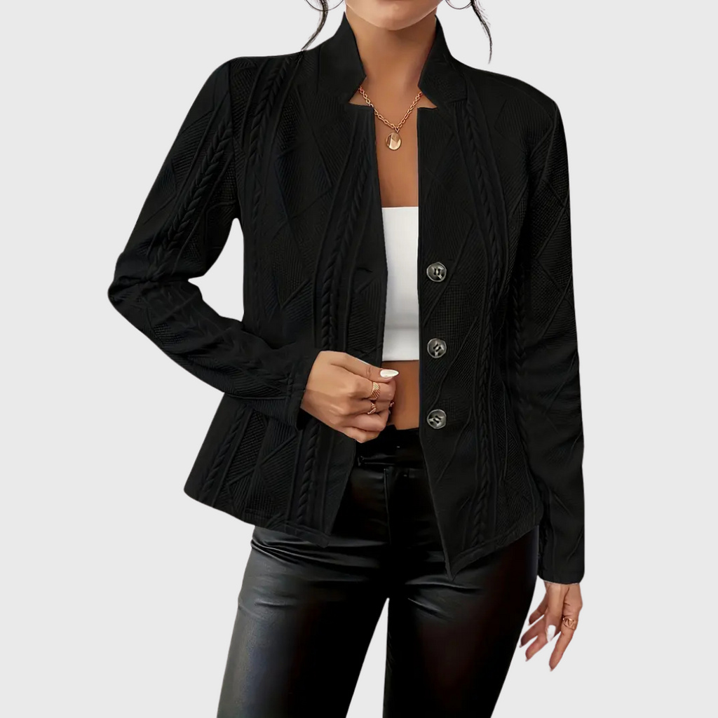 Elegant Tailored Blazer with Lapel Collar & Textured Pattern for Office and Evening Wear 5