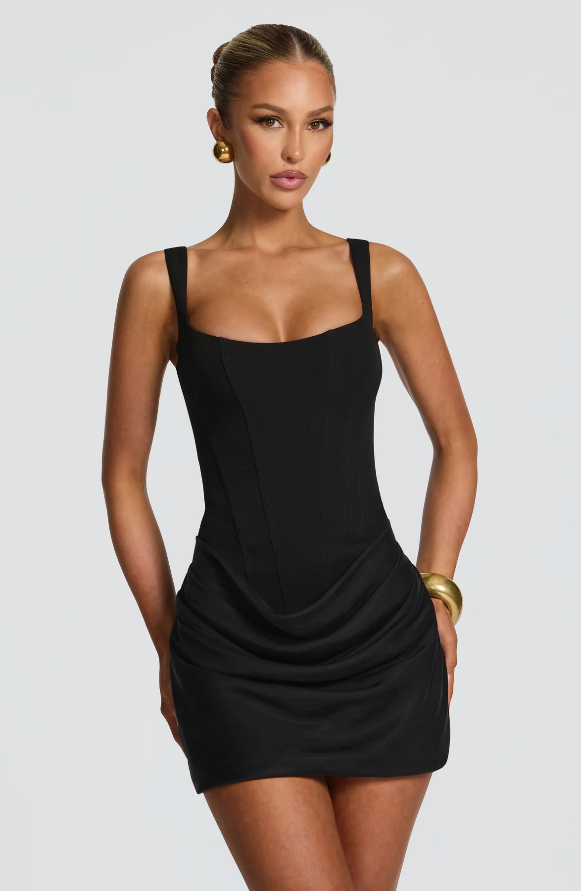 Chic Evening Dress | Mini Dress with Draped Design & Lace-Up Back | Effortless Charm for Special Occasions 3