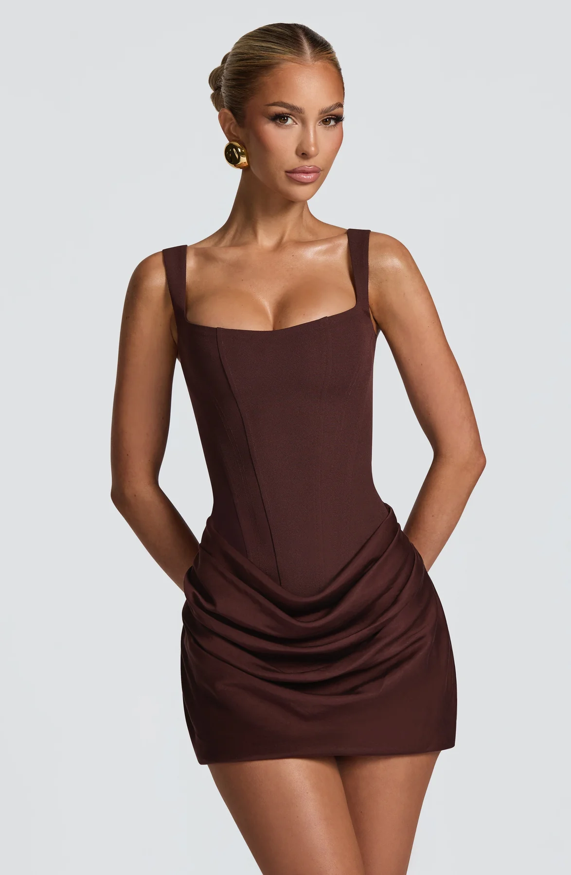 Chic Evening Dress | Mini Dress with Draped Design & Lace-Up Back | Effortless Charm for Special Occasions 6