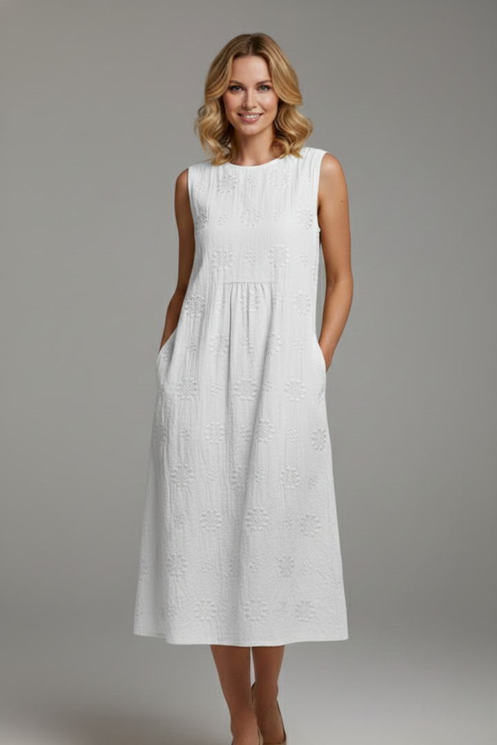 Chloe | Stylish Textured Midi Dress for Women with Pockets 5