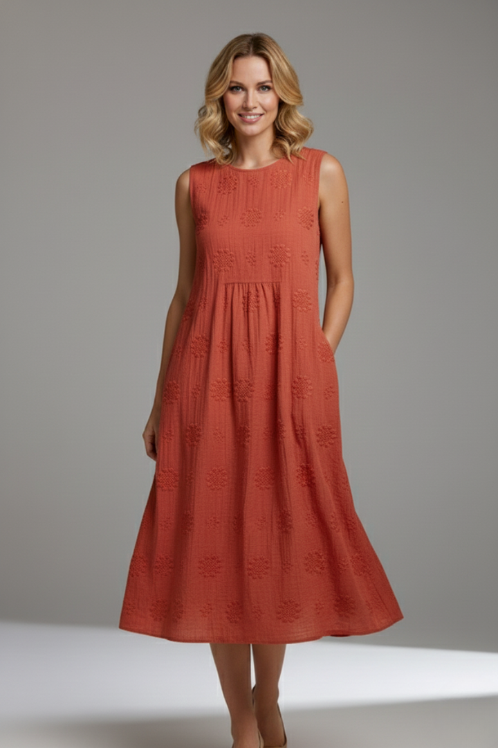 Chloe | Stylish Textured Midi Dress for Women with Pockets 6
