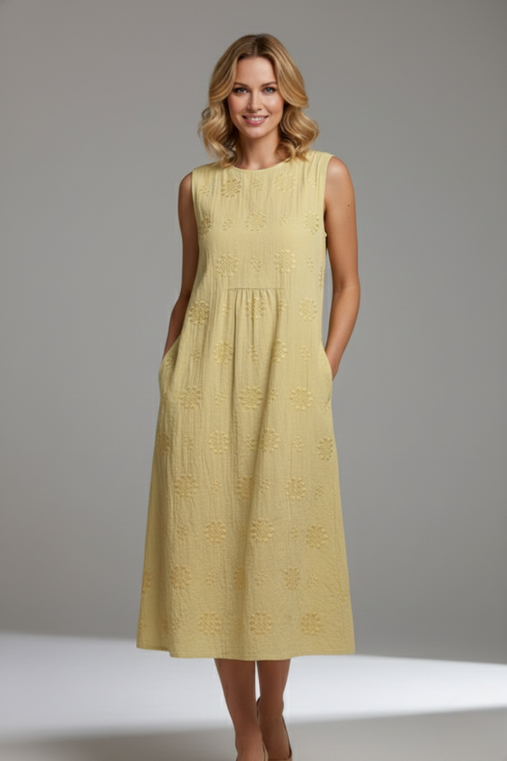 Chloe | Stylish Textured Midi Dress for Women with Pockets 8