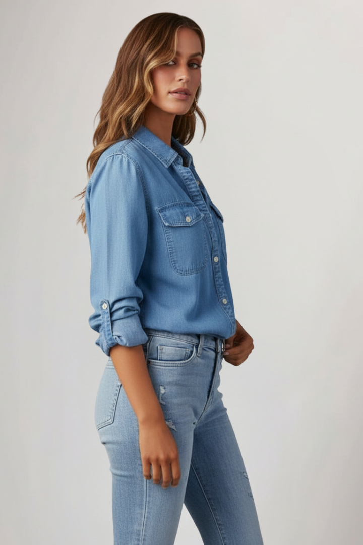 Ella | Casual Stylish Denim Shirt with Pockets 2