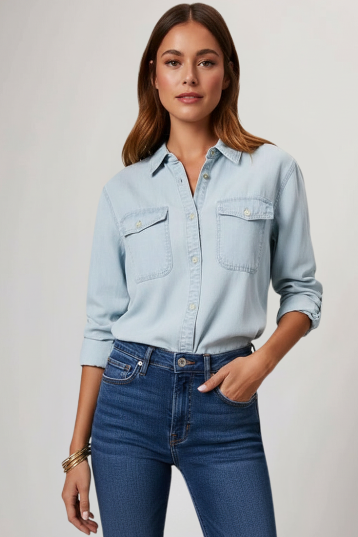 Ella | Casual Stylish Denim Shirt with Pockets 4