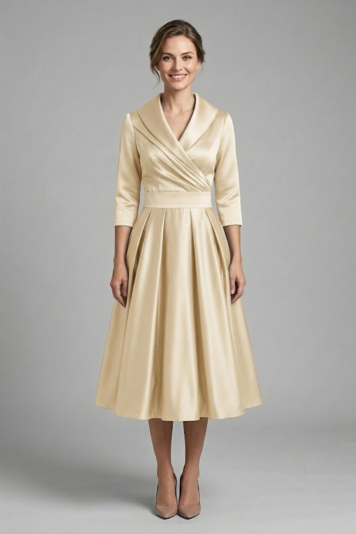 Ella | Chic Long Sleeve White Midi Dress for Women 4