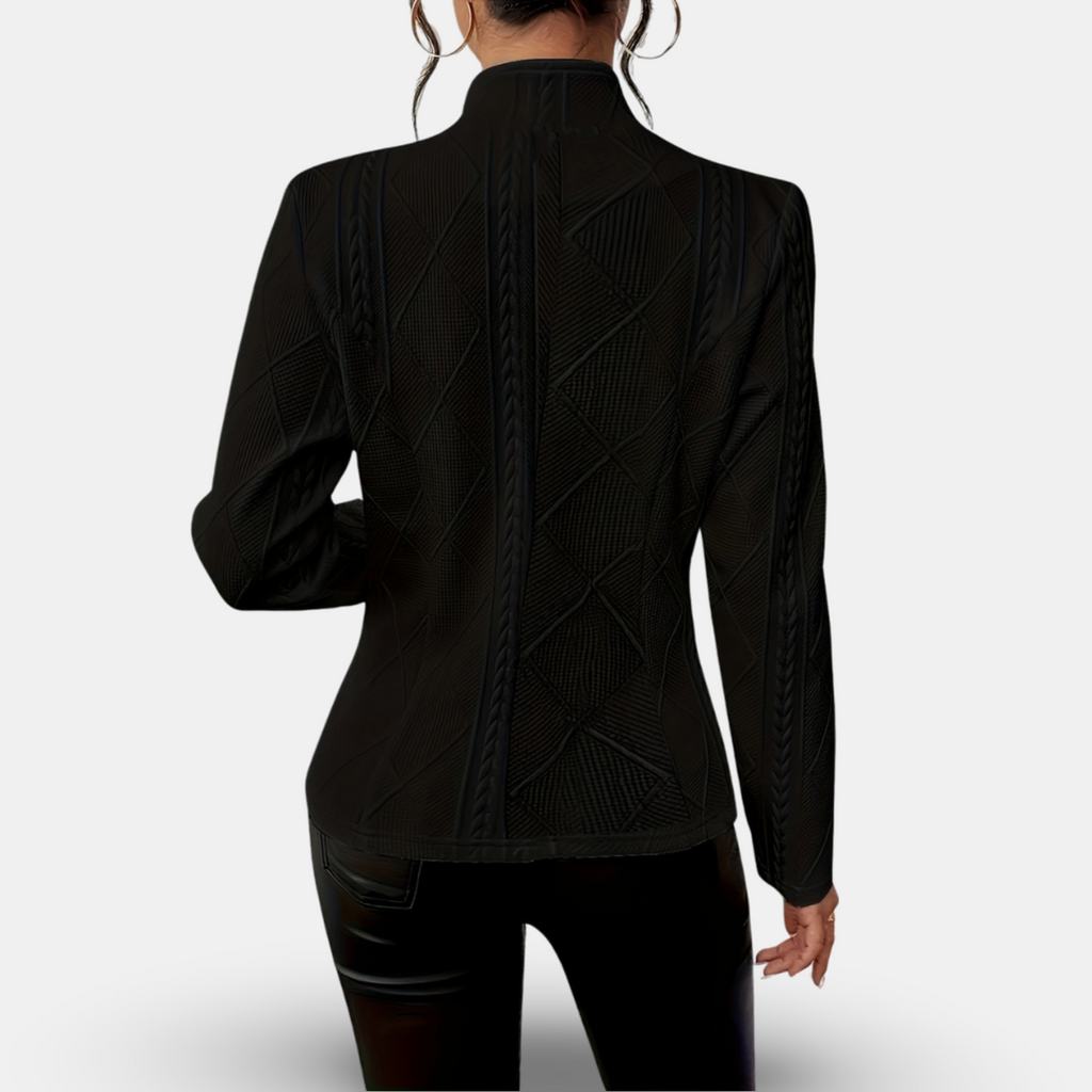Ella | Elegant Black Blazer for Women with Textured Detailing 3