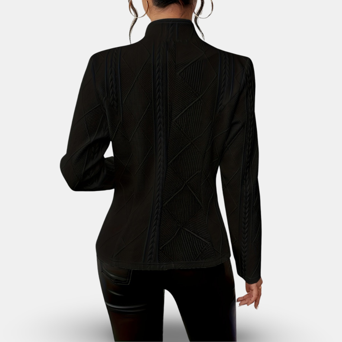 Ella | Elegant Black Blazer for Women with Textured Detailing 3
