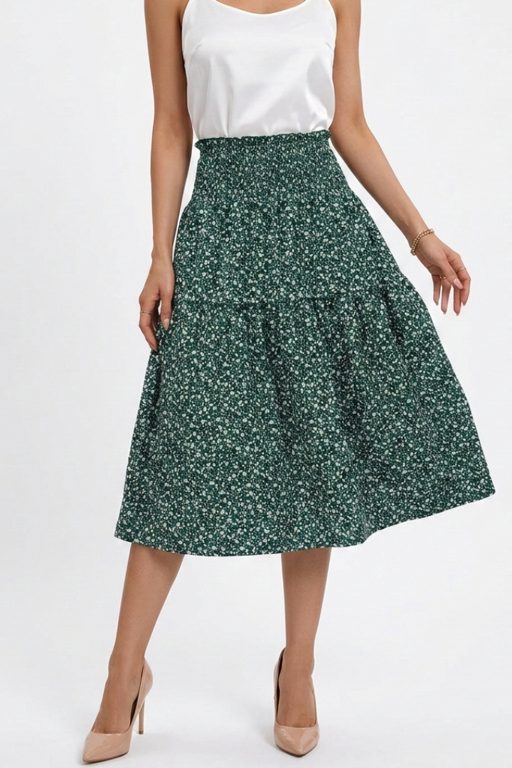 Ella | Elegant Flared Floral Midi Skirt 3