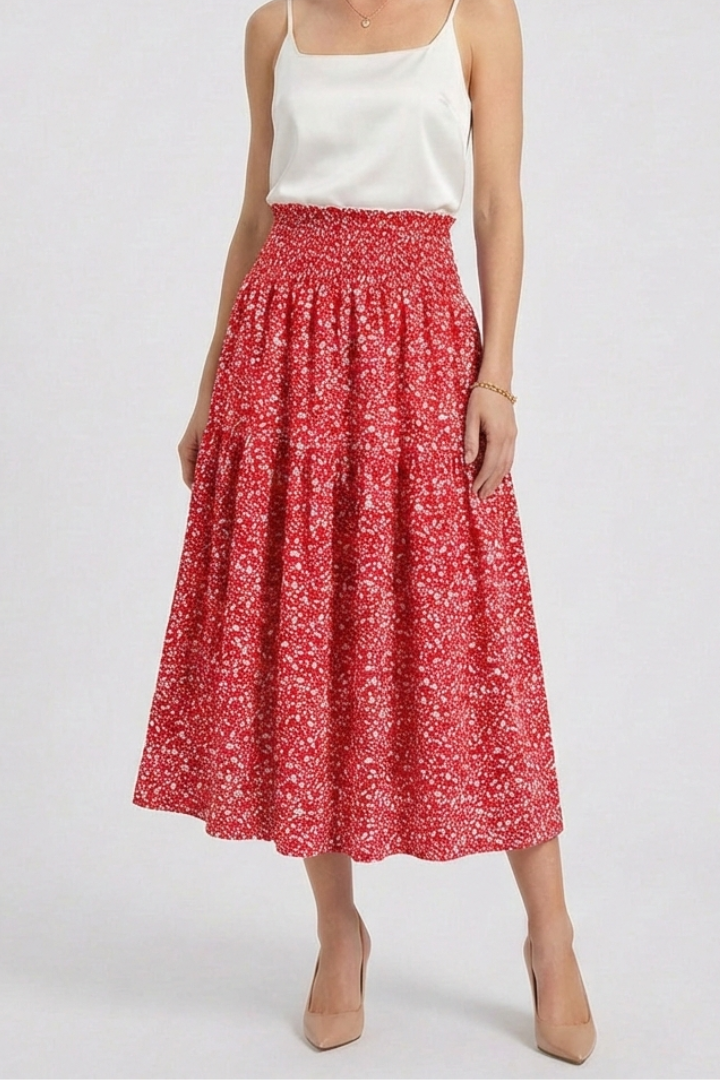 Ella | Elegant Flared Floral Midi Skirt 4