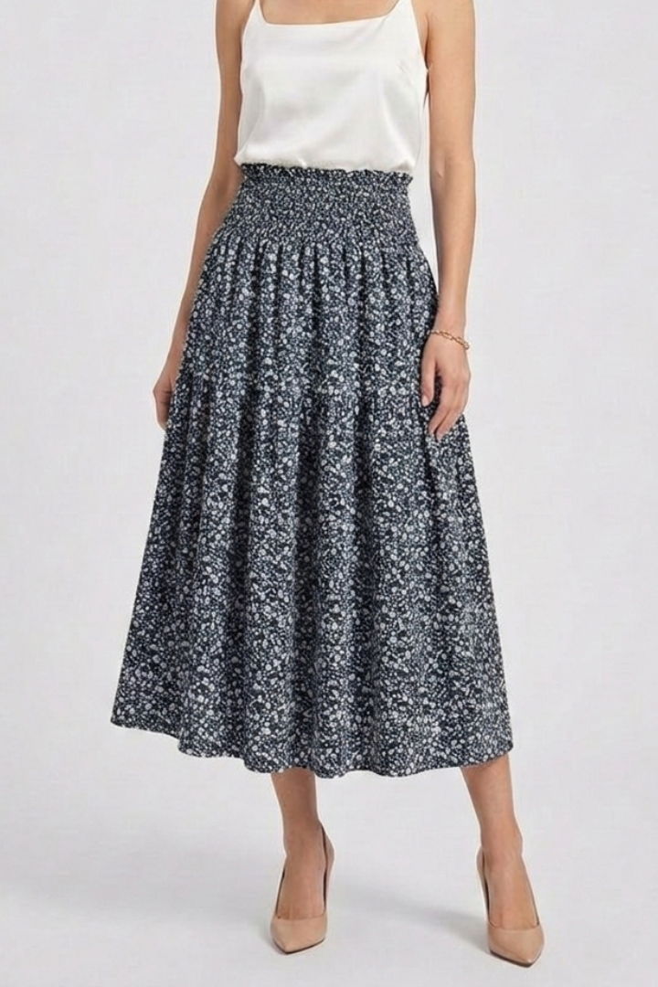 Ella | Elegant Flared Floral Midi Skirt 5