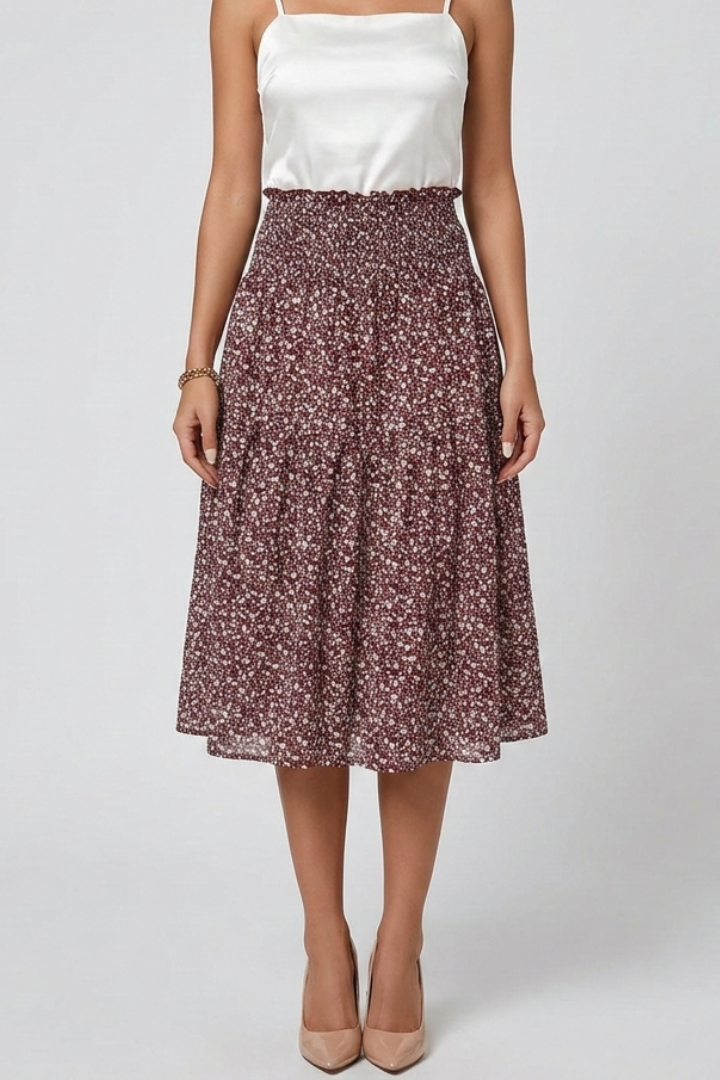 Ella | Elegant Flared Floral Midi Skirt 6