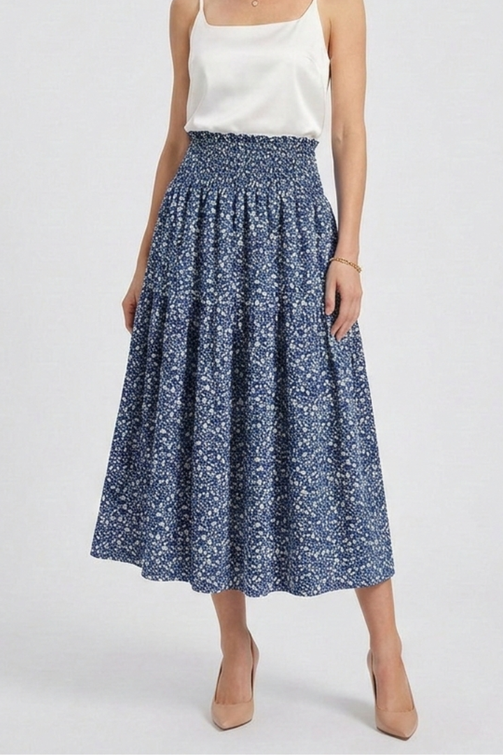 Ella | Elegant Flared Floral Midi Skirt 7