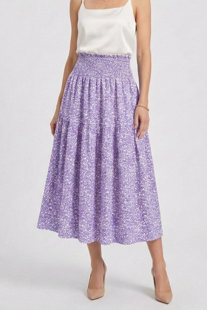 Ella | Elegant Flared Floral Midi Skirt 8