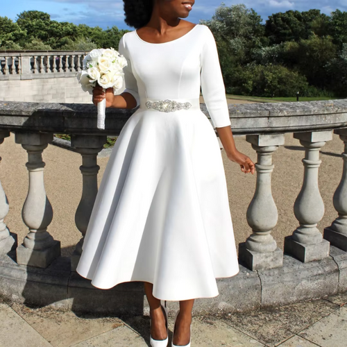 Ella | Timeless Elegant A-Line Midi Dress for Weddings 1
