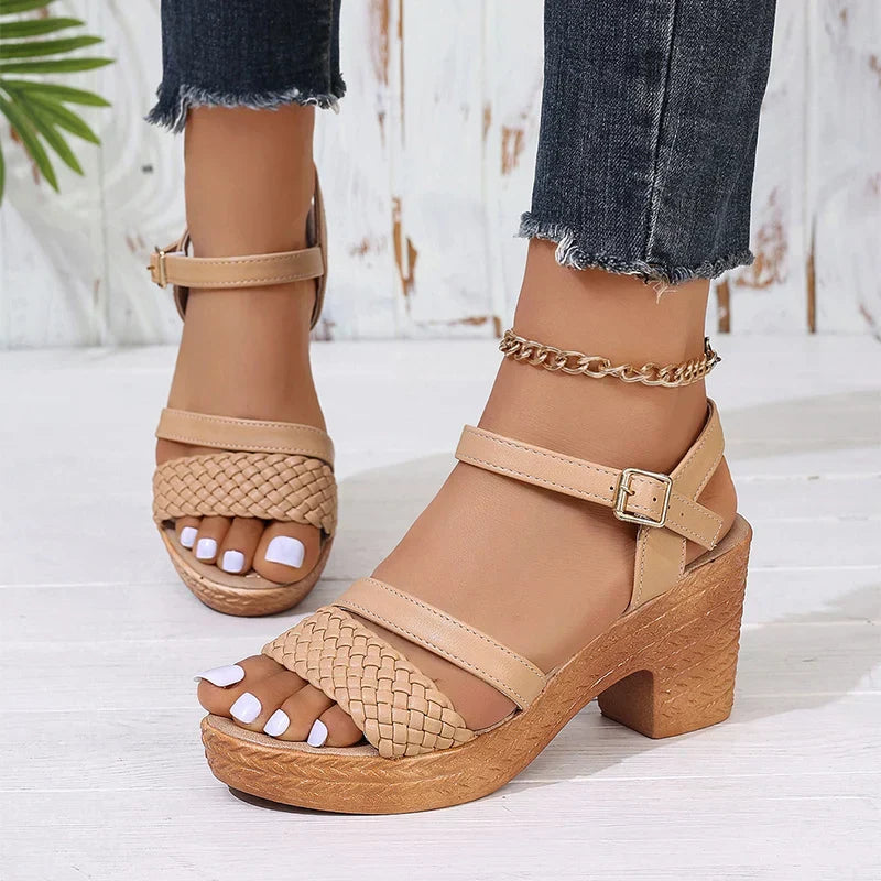 Emily | Chic Braided Platform Block Heel Sandals 0