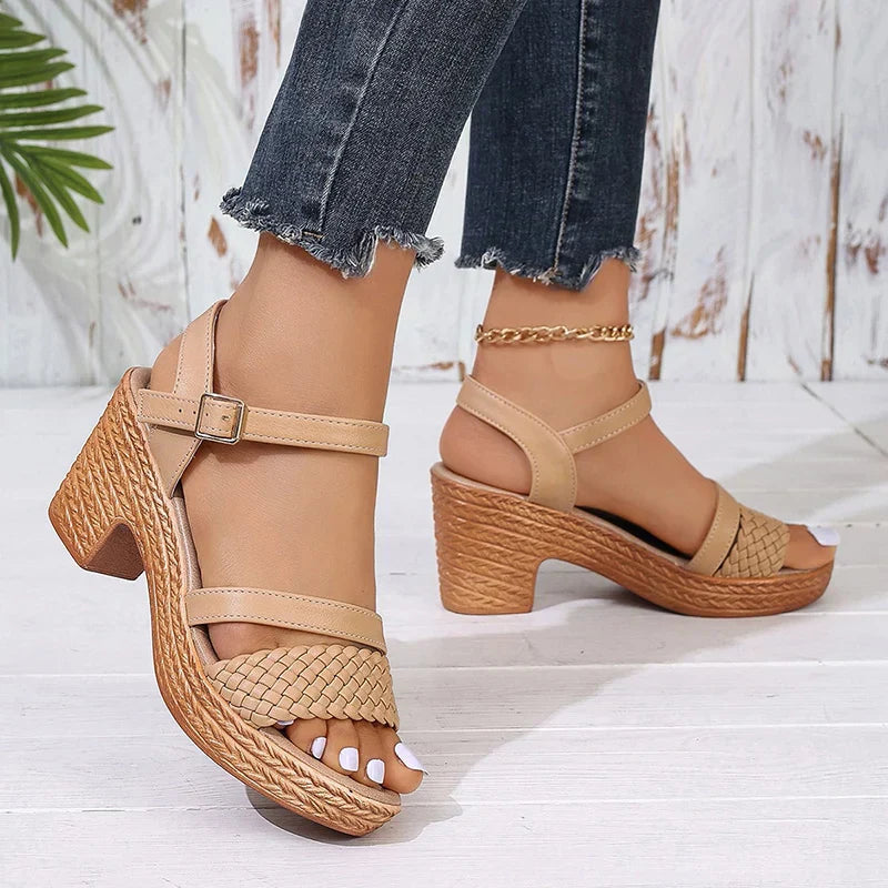 Emily | Chic Braided Platform Block Heel Sandals 4
