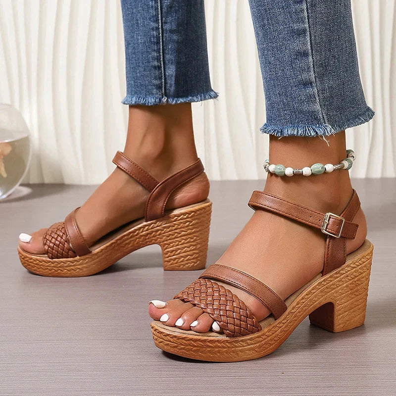 Emily | Chic Braided Platform Block Heel Sandals 5