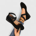 Emily | Elegant Suede Closed Toe Wedge Sandals 0