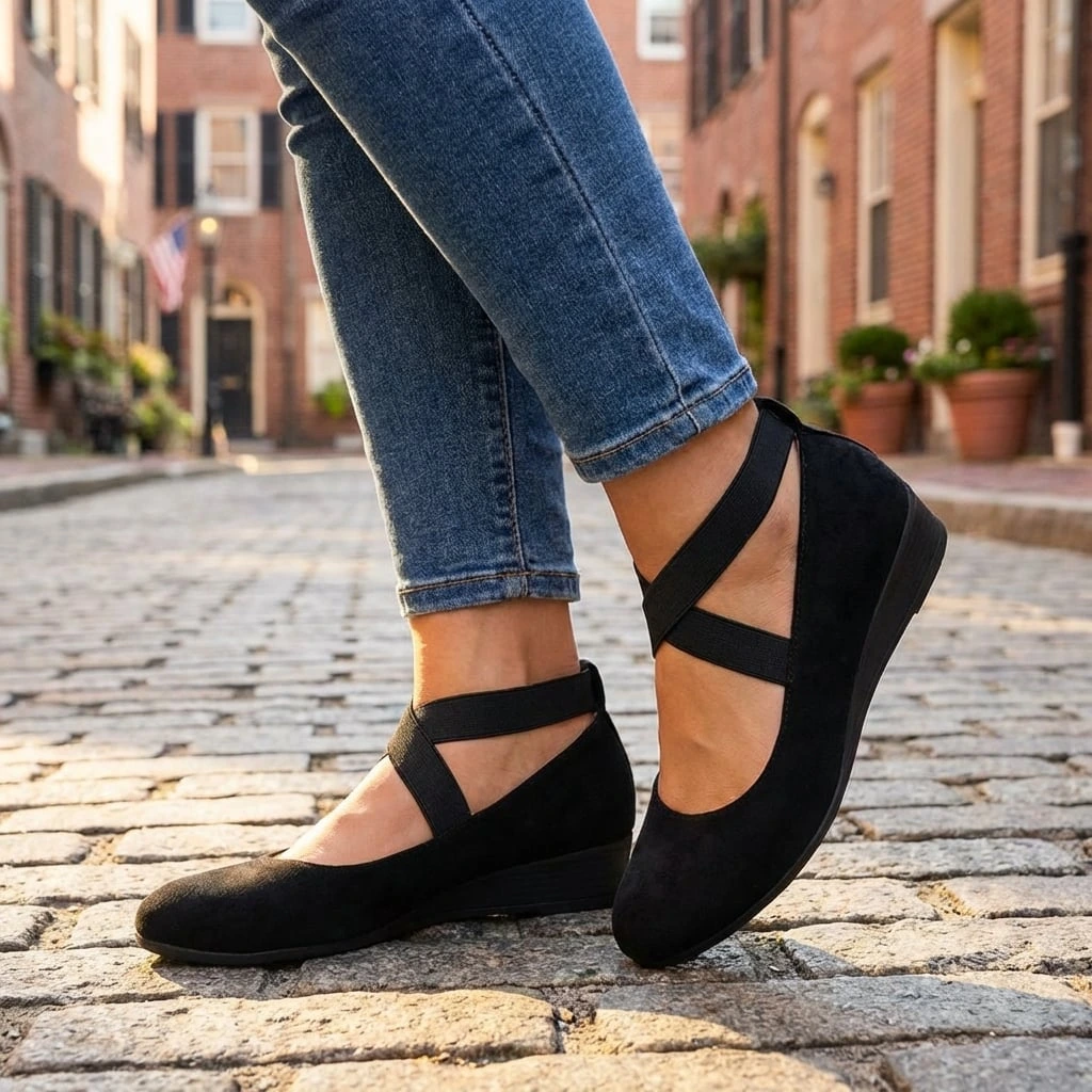 Emily | Elegant Suede Closed Toe Wedge Sandals 2