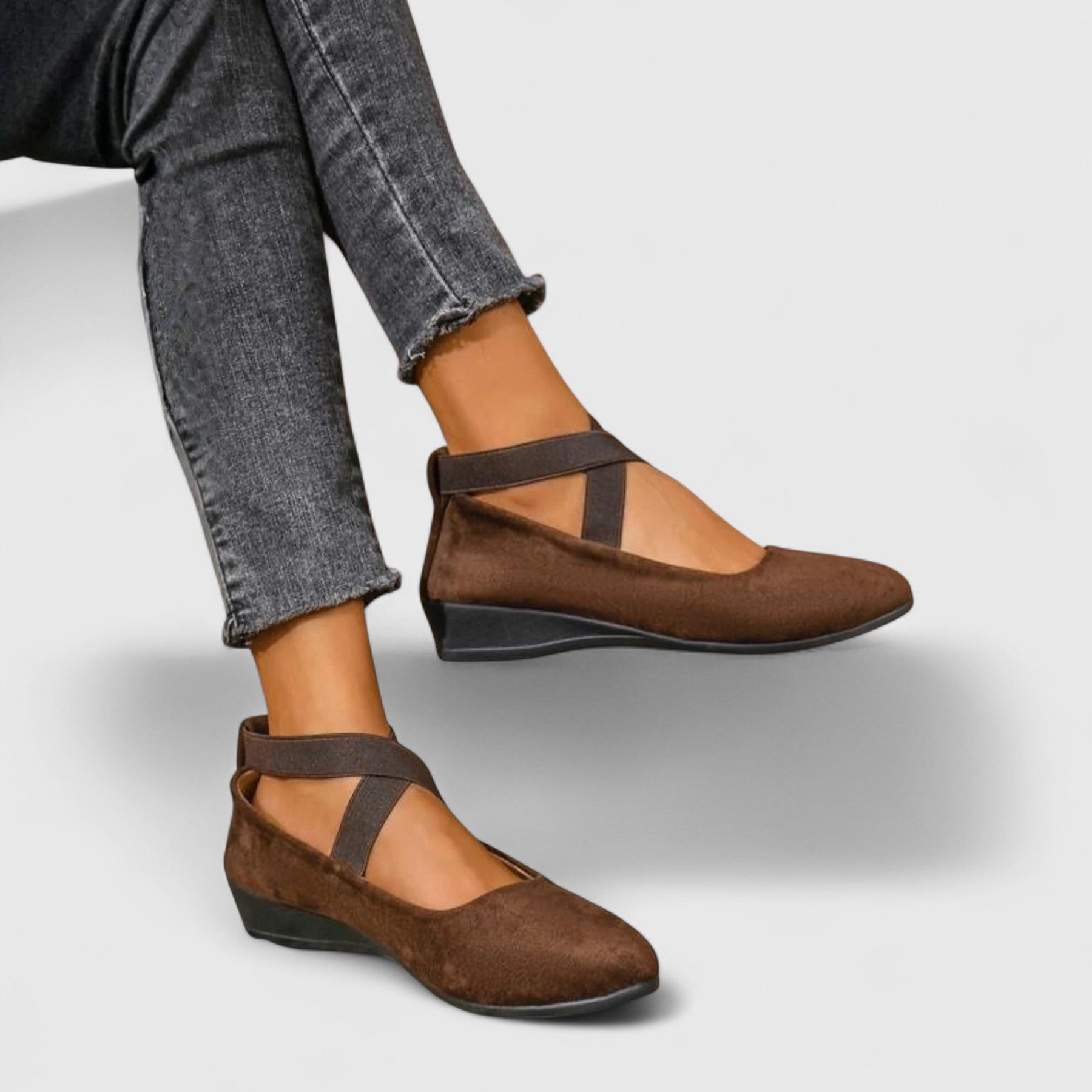 Emily | Elegant Suede Closed Toe Wedge Sandals 4