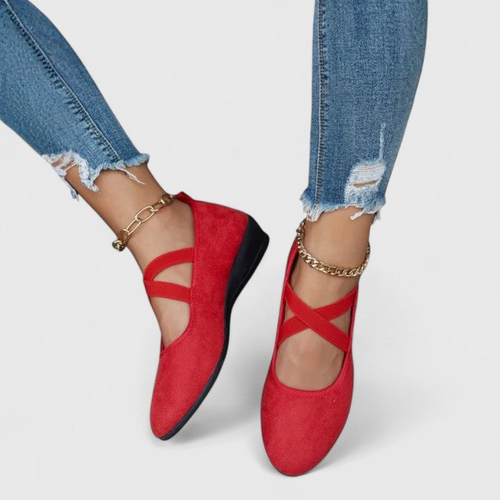 Emily | Elegant Suede Closed Toe Wedge Sandals 5