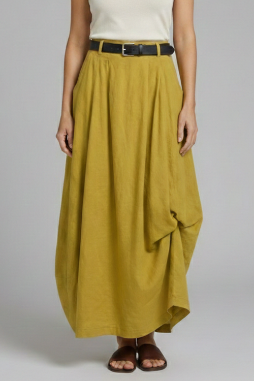 Emily | Textured High-Rise A-Line Midi Skirt 0