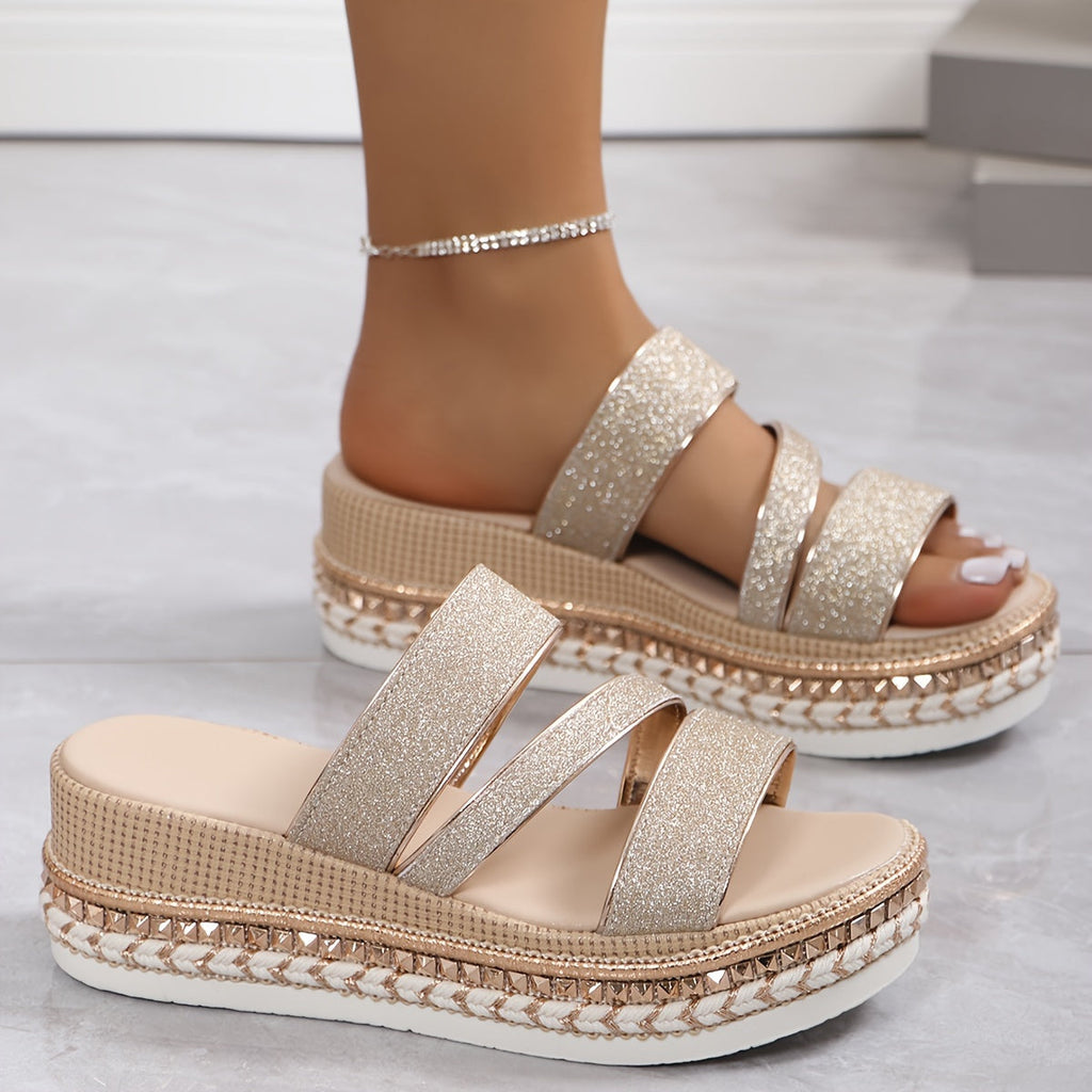 Emma | Stylish Glittery Platform Wedge Sandals for Women 1