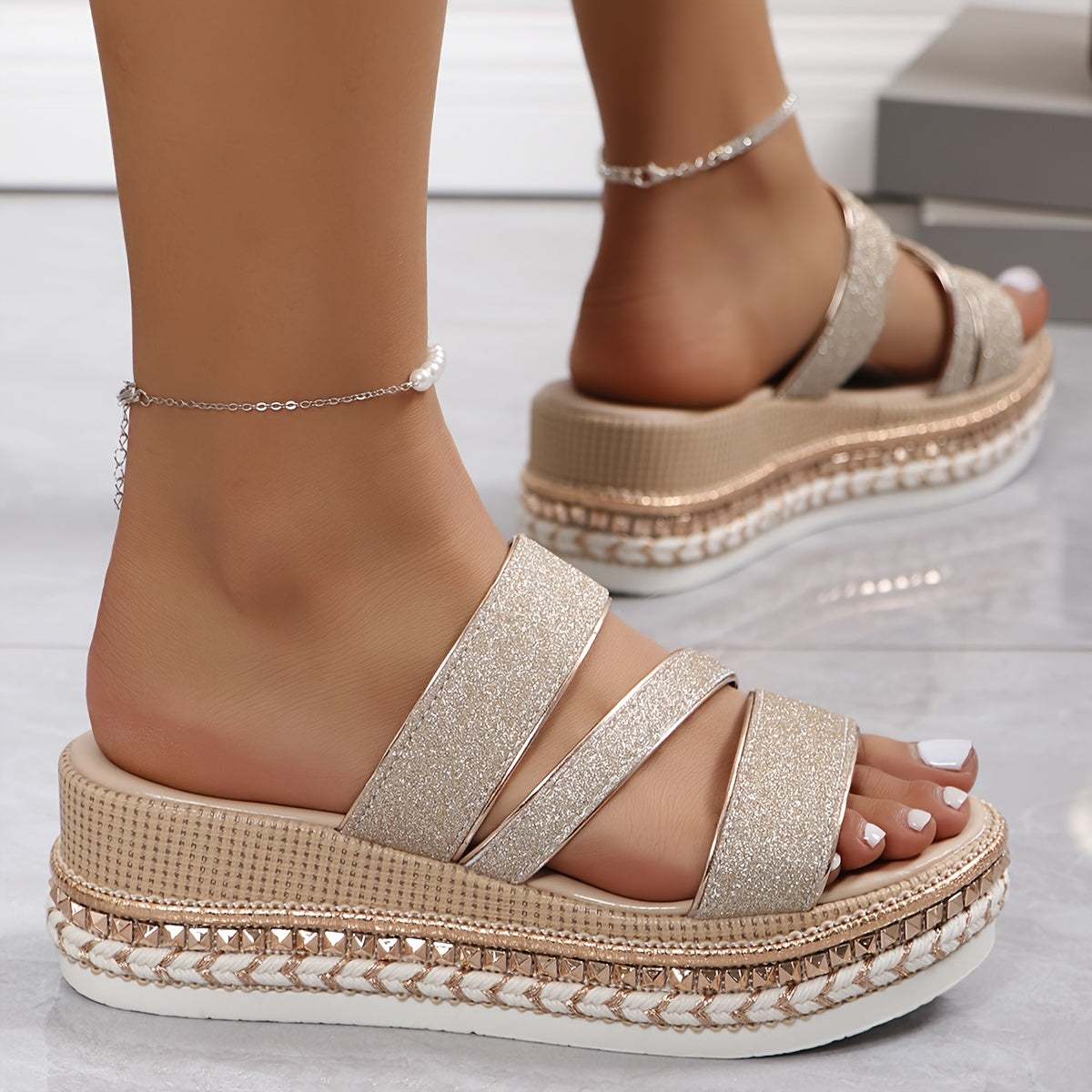 Emma | Stylish Glittery Platform Wedge Sandals for Women 2