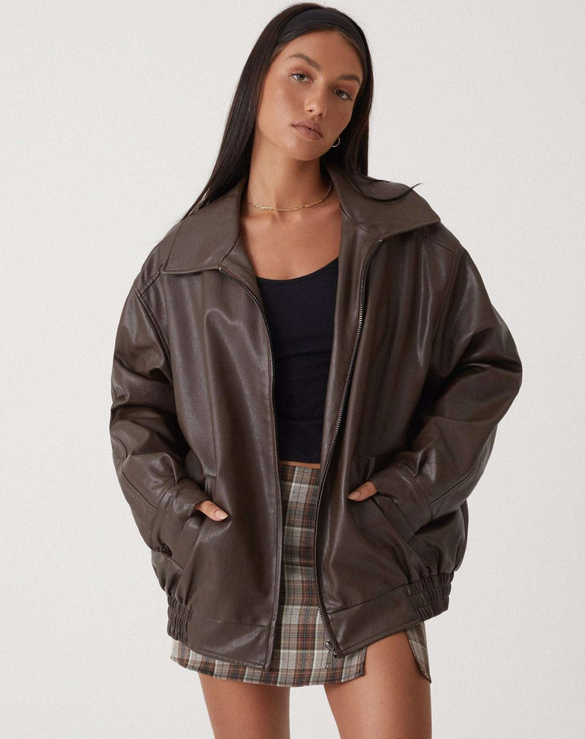 Hannah | Chic Oversized Leather Jacket for Women 0