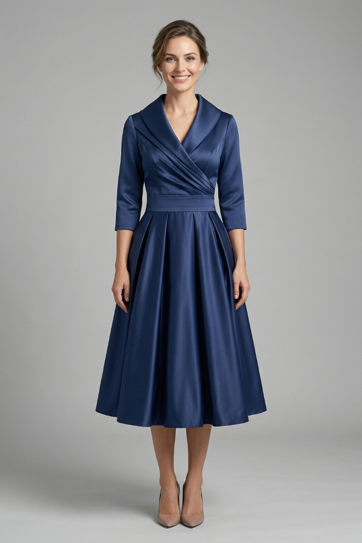 Madison | Elegant Pleated Midi Dress 0