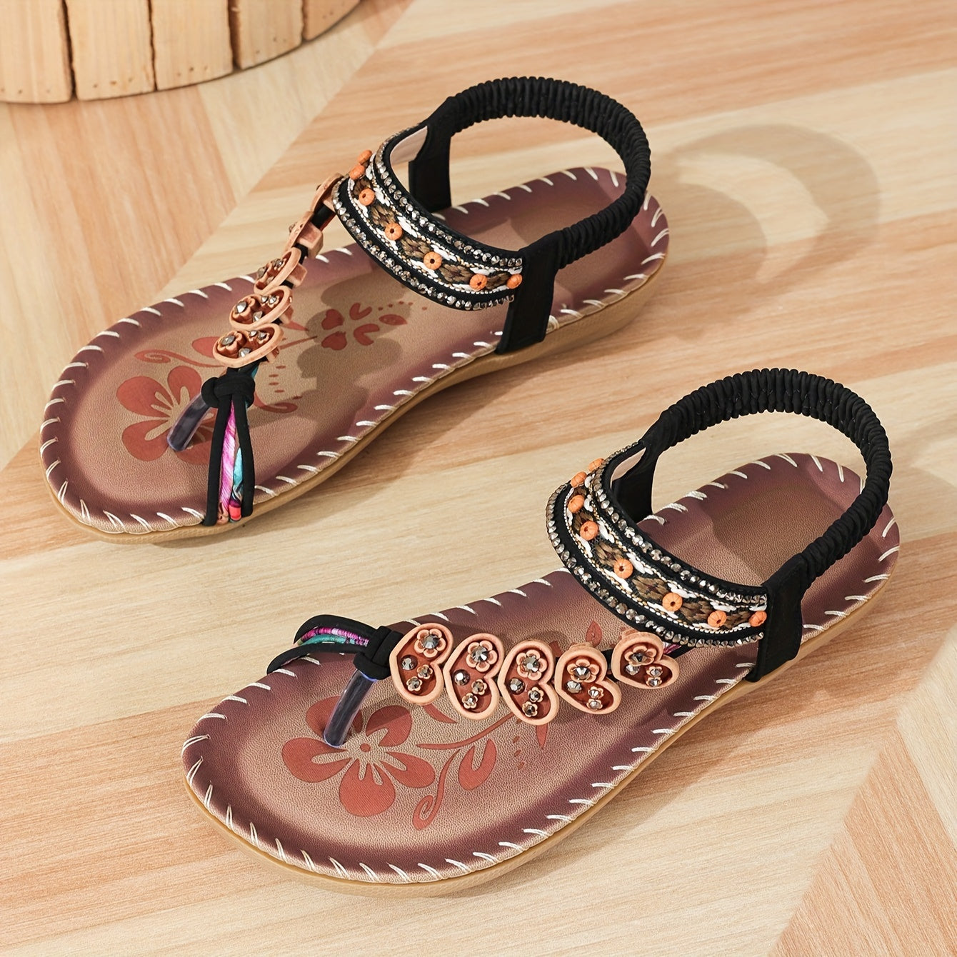Mia | Artisan Boho Rhinestone Flat Sandals 3