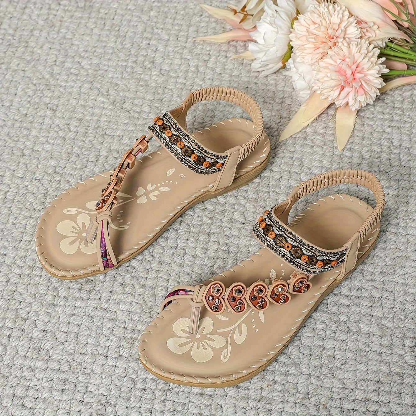 Mia | Artisan Boho Rhinestone Flat Sandals 5