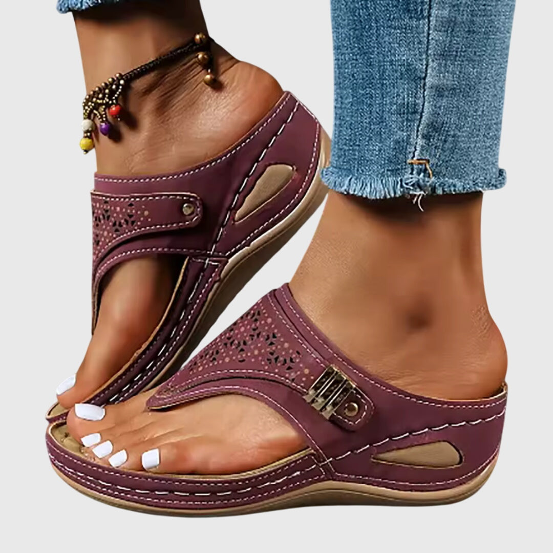 Mia | Boho Laser Cut Wedge Sandal 0