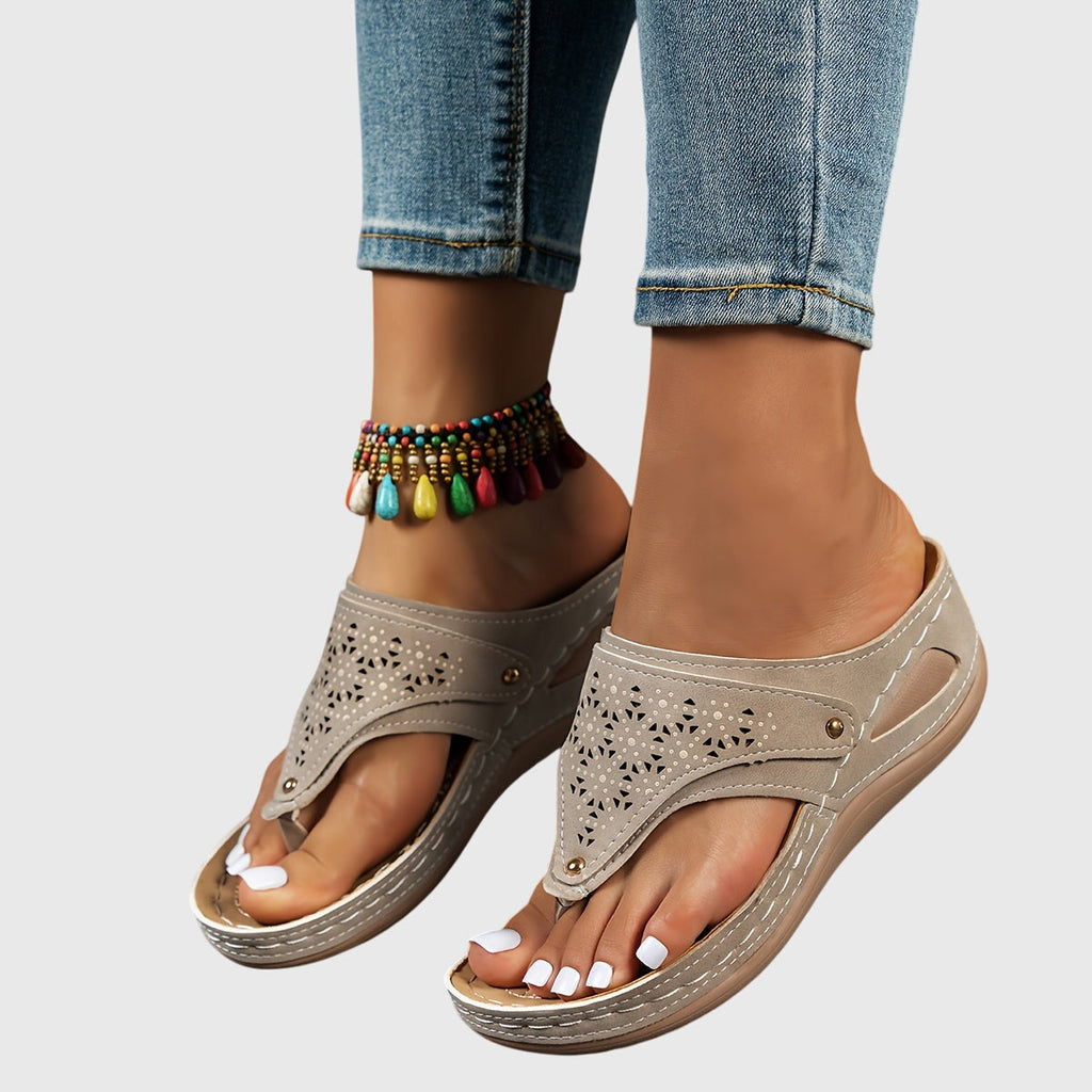 Mia | Boho Laser Cut Wedge Sandal 2