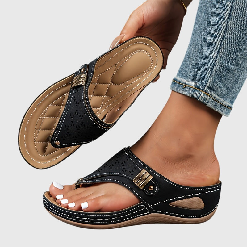 Mia | Boho Laser Cut Wedge Sandal 4