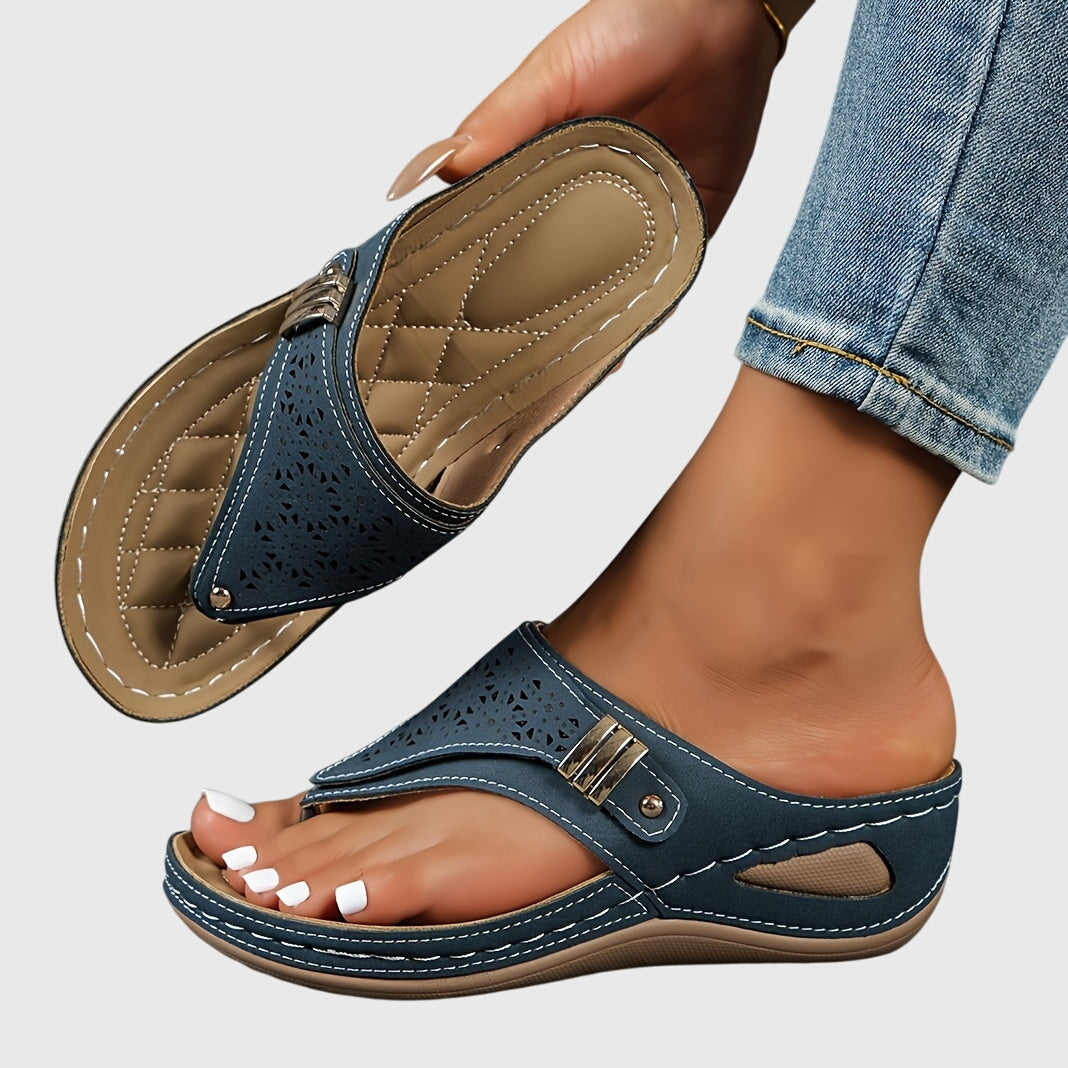 Mia | Boho Laser Cut Wedge Sandal 6
