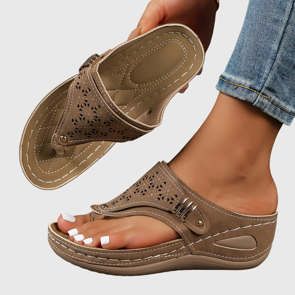 Mia | Boho Laser Cut Wedge Sandal 8
