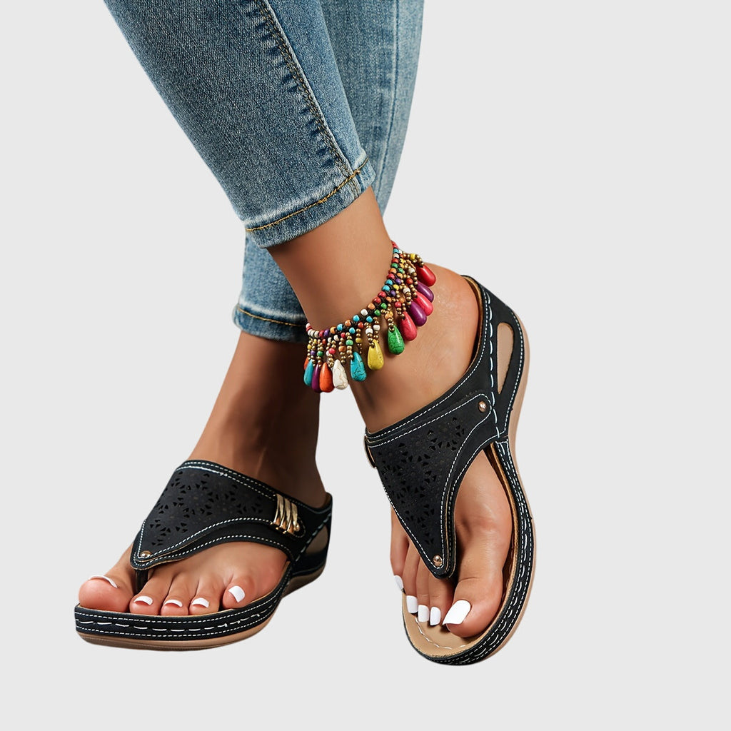Mia | Boho Laser Cut Wedge Sandal 9
