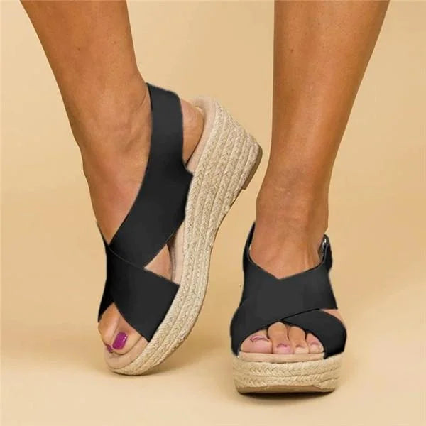 Mia | Chic Crossover Wedge Sandals for Women 5