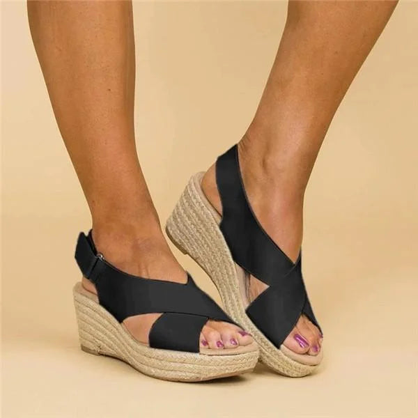 Mia | Chic Crossover Wedge Sandals for Women 6