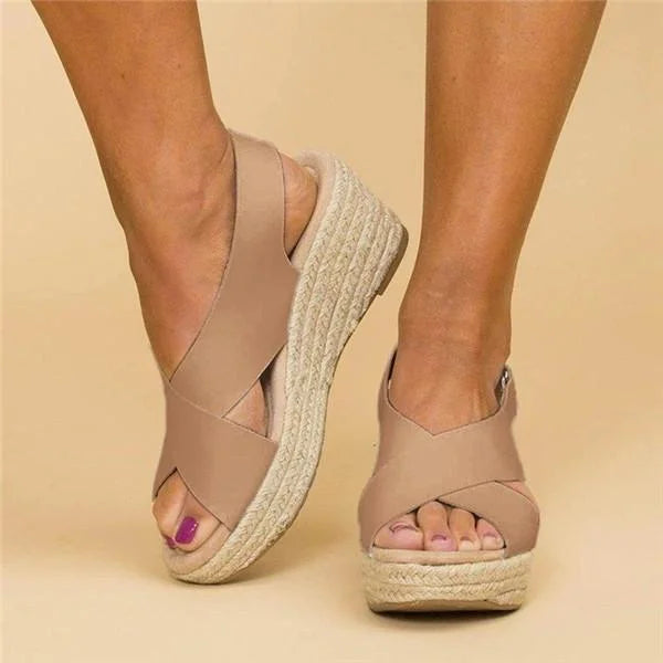 Mia | Chic Crossover Wedge Sandals for Women 7
