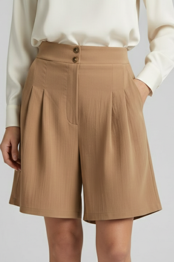 Mia | Chic High Waist Button Shorts 0