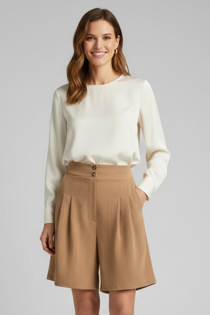 Mia | Chic High Waist Button Shorts 1