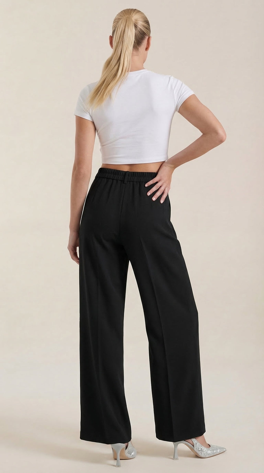 Mia | Chic High Waisted Black Wide Leg Pants 1