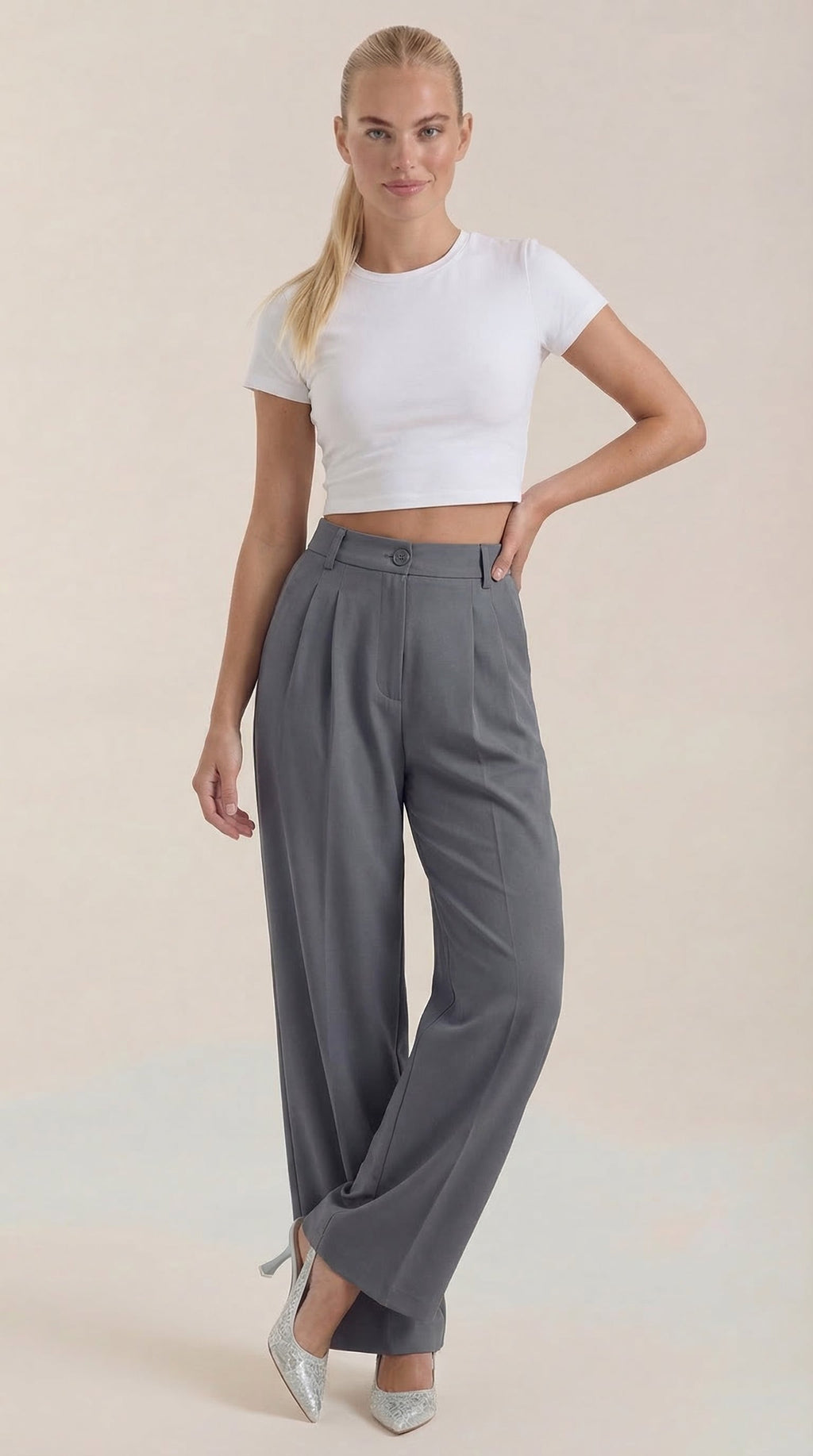 Mia | Chic High Waisted Black Wide Leg Pants 3