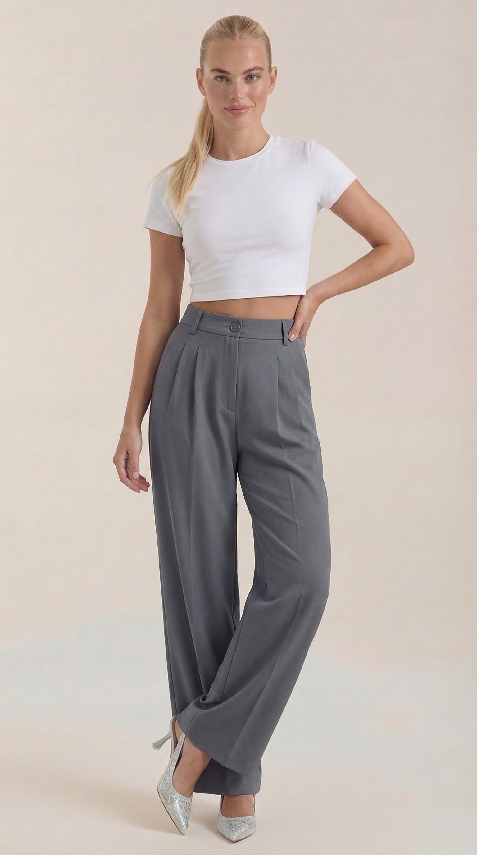 Mia | Chic High Waisted Black Wide Leg Pants 2
