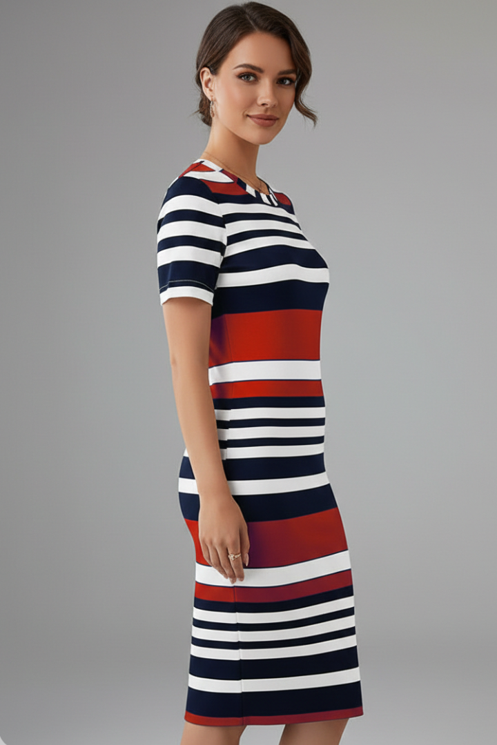 Mia | Chic Knee-Length Dress with Elegant Stripe Design 3