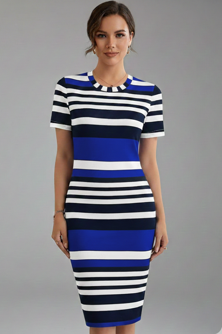 Mia | Chic Knee-Length Dress with Elegant Stripe Design 4