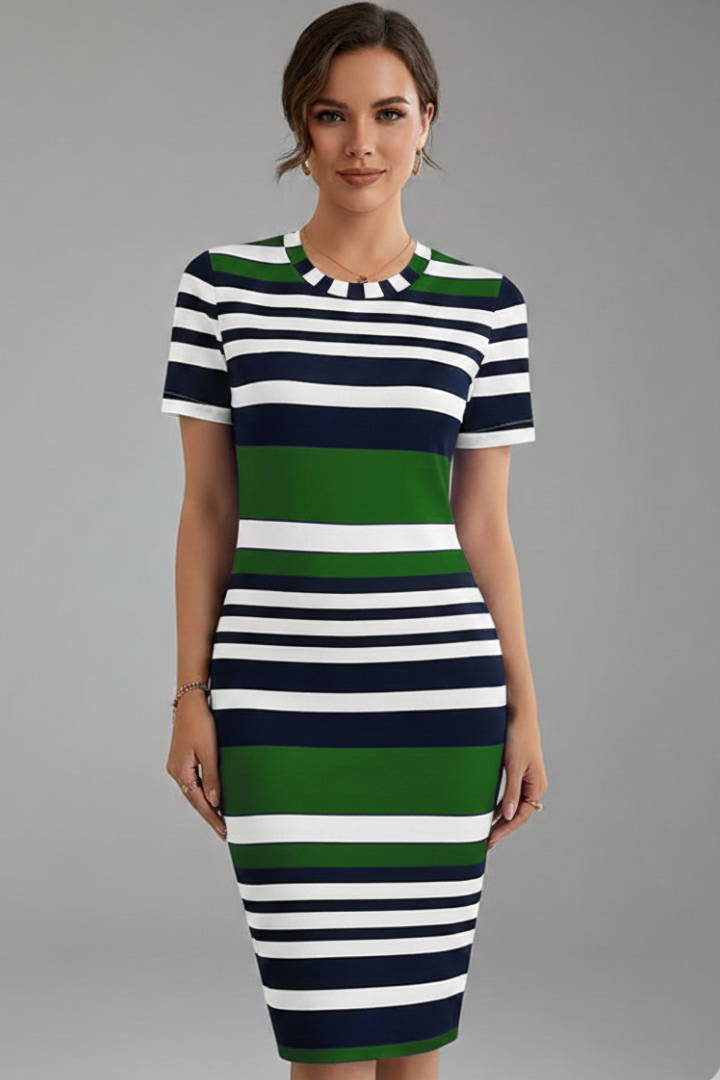 Mia | Chic Knee-Length Dress with Elegant Stripe Design 5